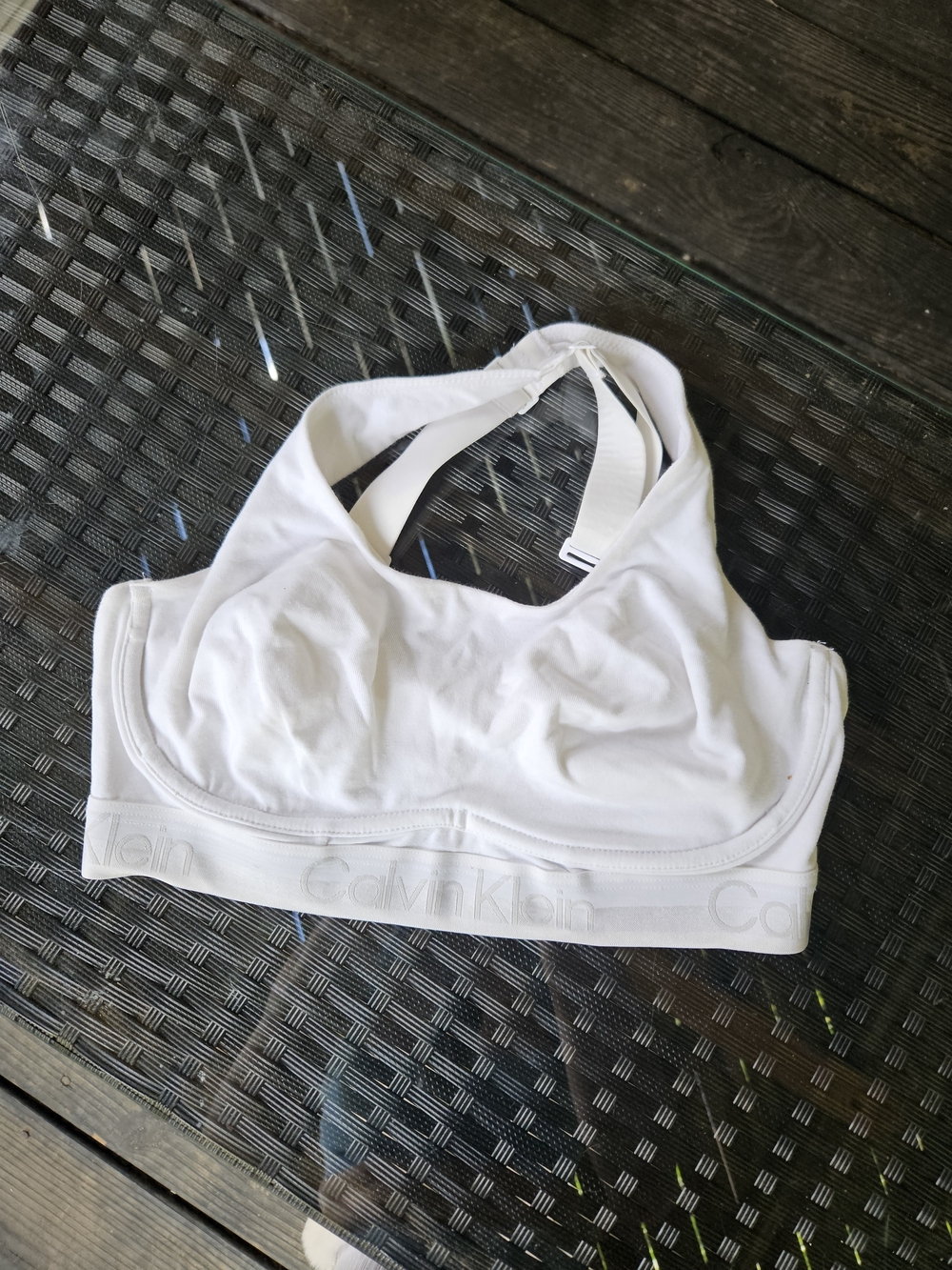 Calvin Klein White Racerback Cotton Sports Bra